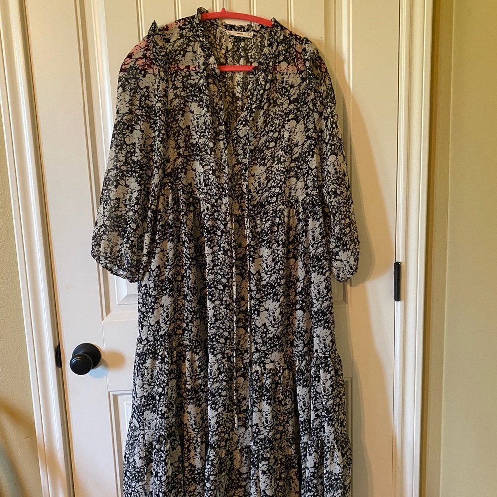 H&M Floral Black and White Dress